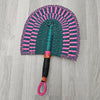 Bolga fan, pink and green straw fan