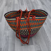 Basket Handbag With Leather Handles 