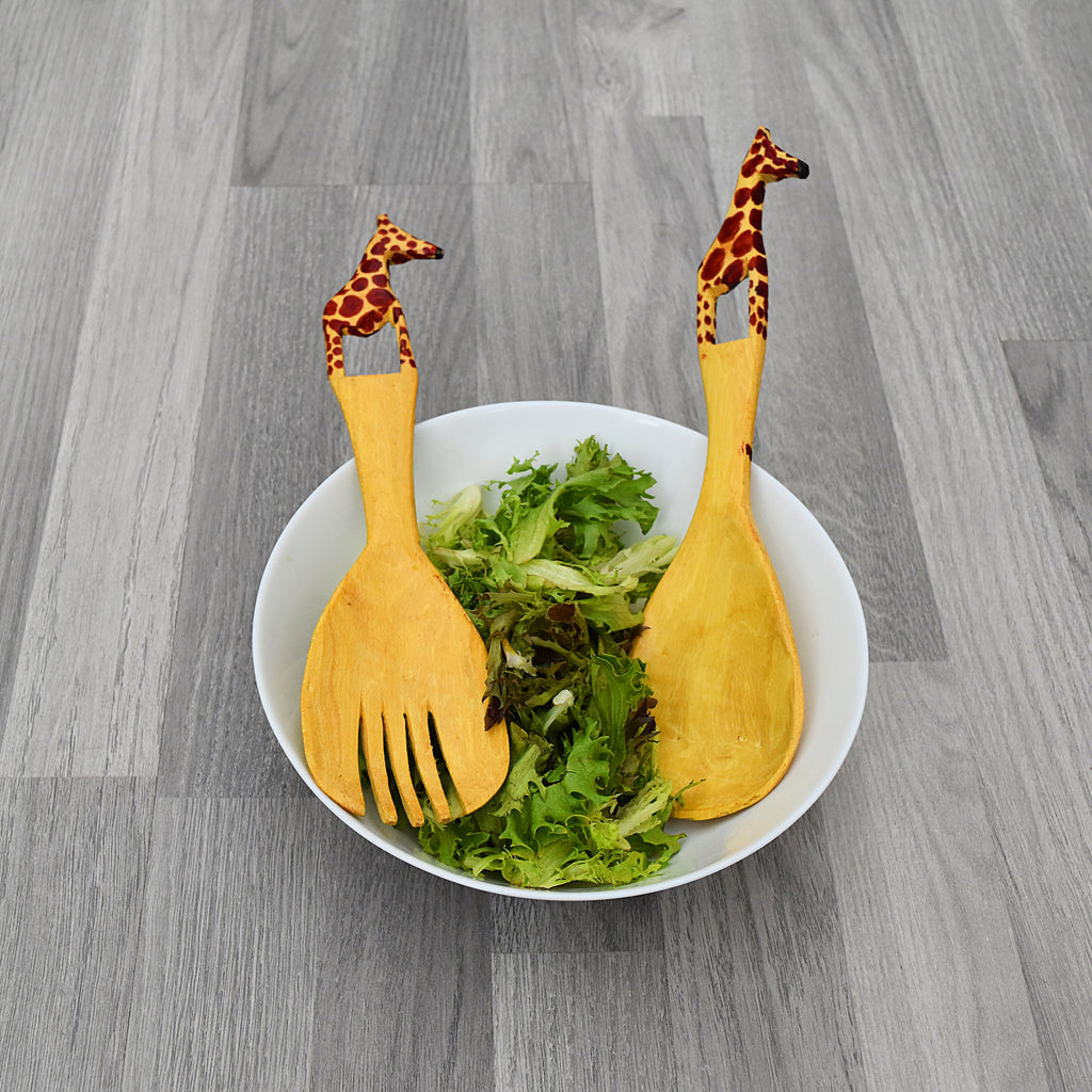 Olive Wood Salad Spoons 001 Giraffe