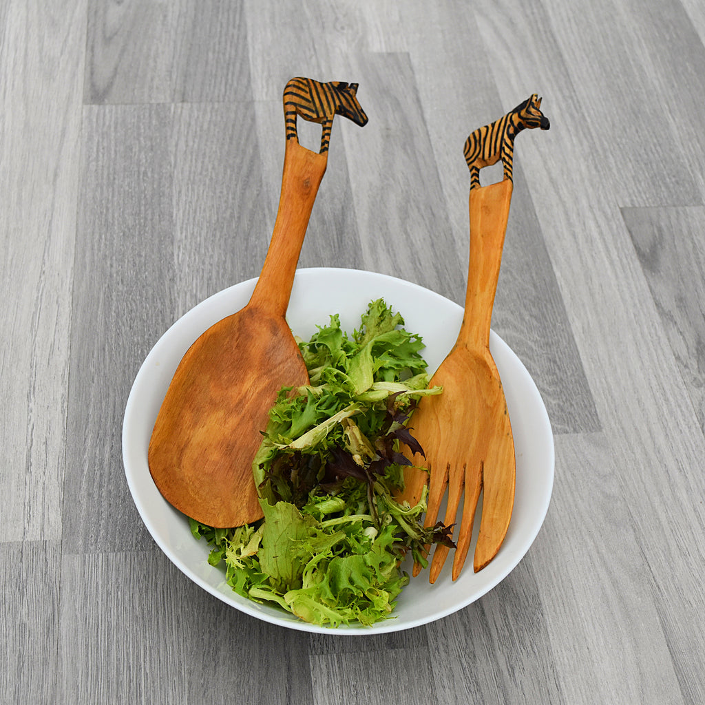 Olive Wood Salad Spoons 003 Zebra