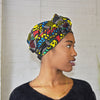 This African head wrap ) is a statement piece perfect for accompanying a special occasion outfit, a bad hair day or for a religious purpose.  It is 100% cotton, comfortable and stylish which makes it a versatile accessory. This colourful African head wrap is bound to get those compliments rolling.