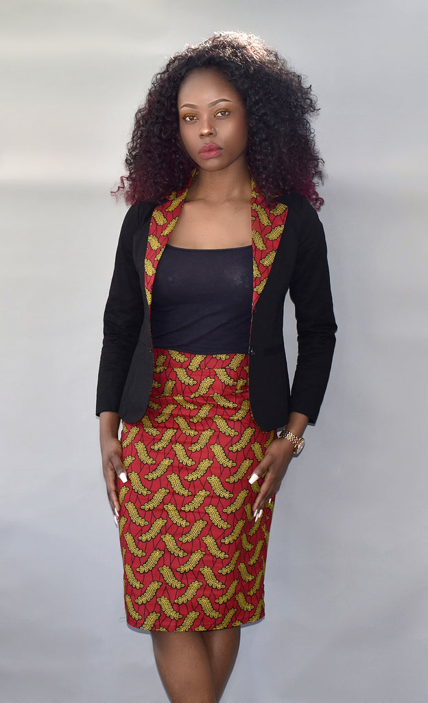 African Print Pencil Skirt and Blazer - Esinu, Dress - Rufina Designs