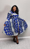 Long Sleeves African Print Midi Dress