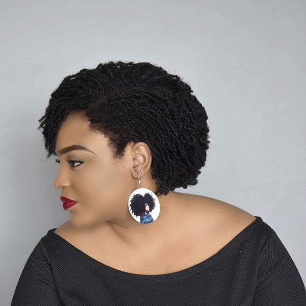 African Woman Afro  Wooden Earring, earring - Rufina Designs