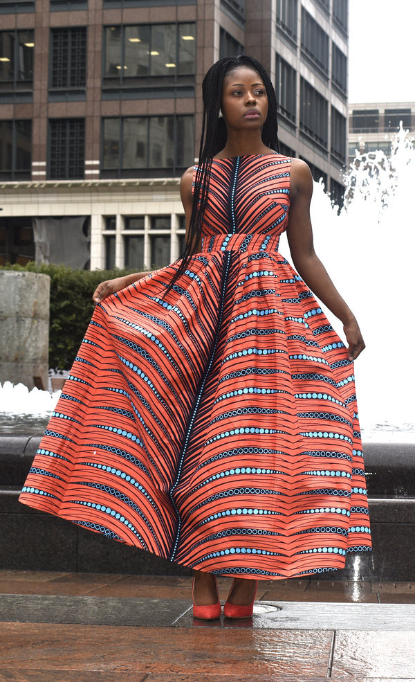 Gabby African print low back maxi dress, Dress - Rufina Designs