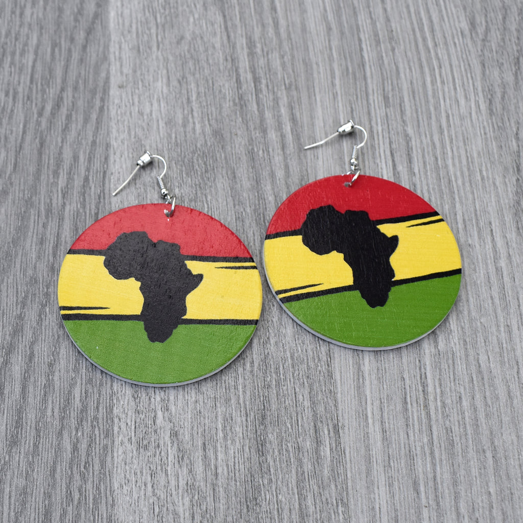 Map of African Wooden Earring, earring - Rufina Designs