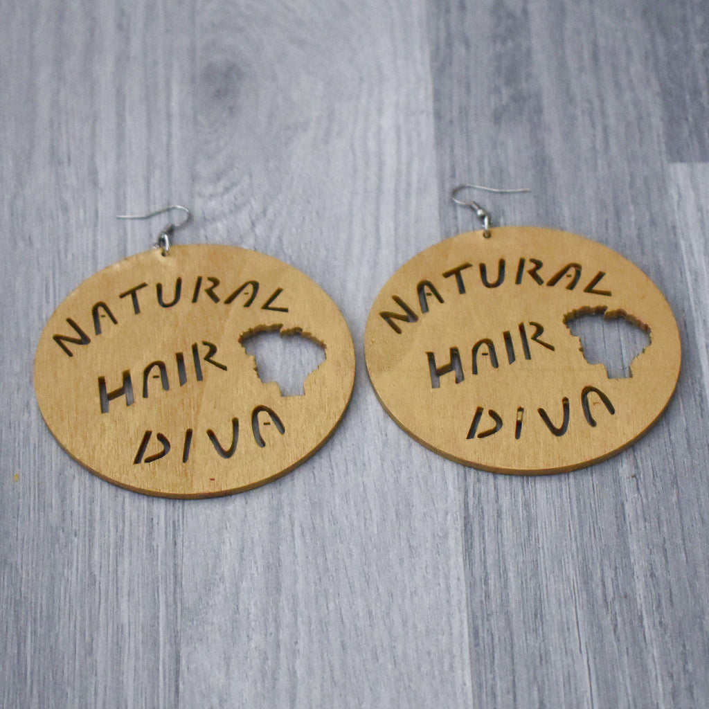 Natural Hair Diva Earnings - Gold, earring - Rufina Designs