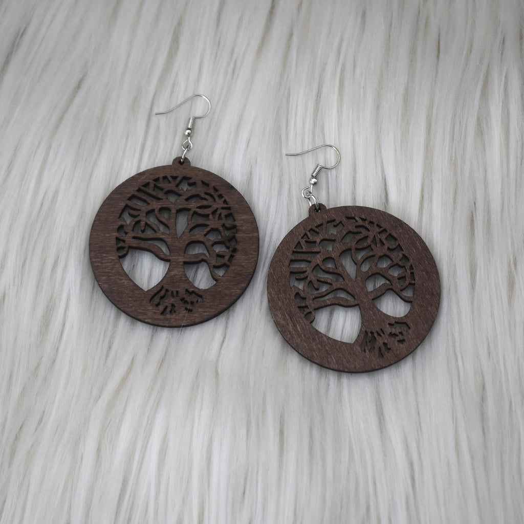 Tree of Life Wooden Earring, earring - Rufina Designs