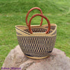 This market basket also called Bolga basket or U shopper is handwoven from elephant grass, leather, and dyed. It makes a great eco-friendly shopping bag, beach bag, or storage basket.   One great thing about this basket is, it’s sustainable. It is durable, soft, and can be used as many times as you wish and for multiple things, you can think of. Thus going grocery shopping, to the beach, a picnic, or even storing things in it. It will make a great present as well.